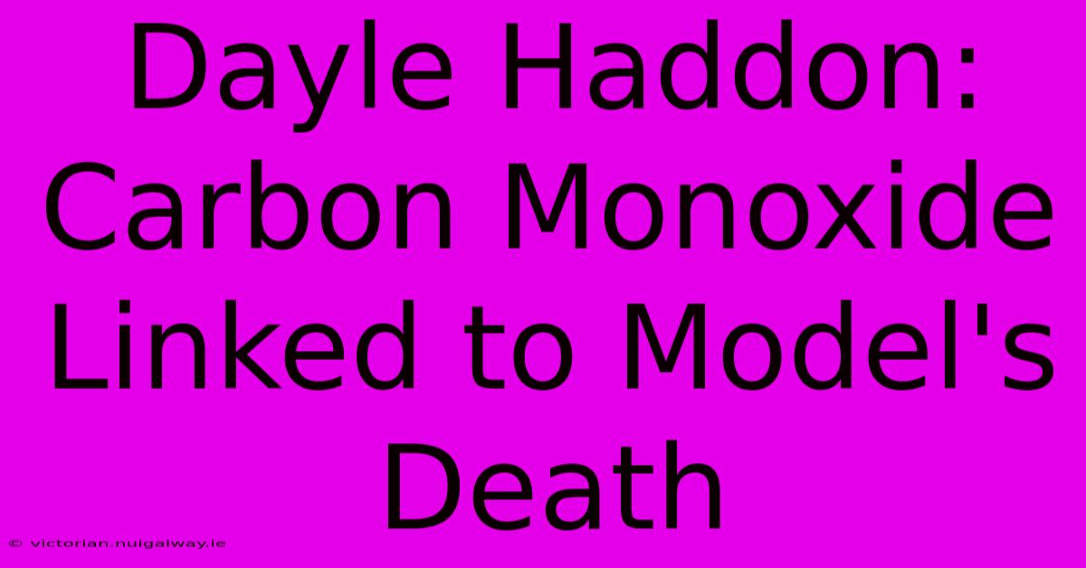 Dayle Haddon: Carbon Monoxide Linked To Model's Death