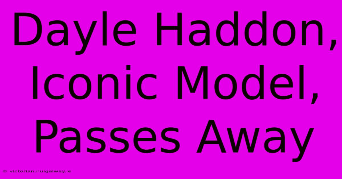 Dayle Haddon, Iconic Model, Passes Away