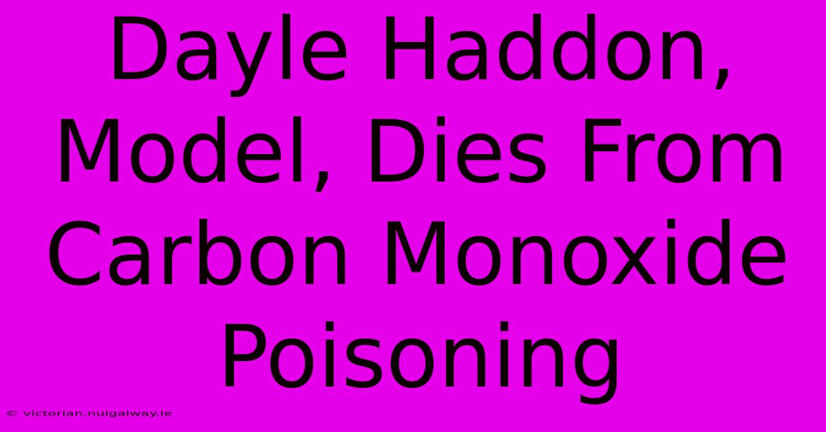 Dayle Haddon, Model, Dies From Carbon Monoxide Poisoning