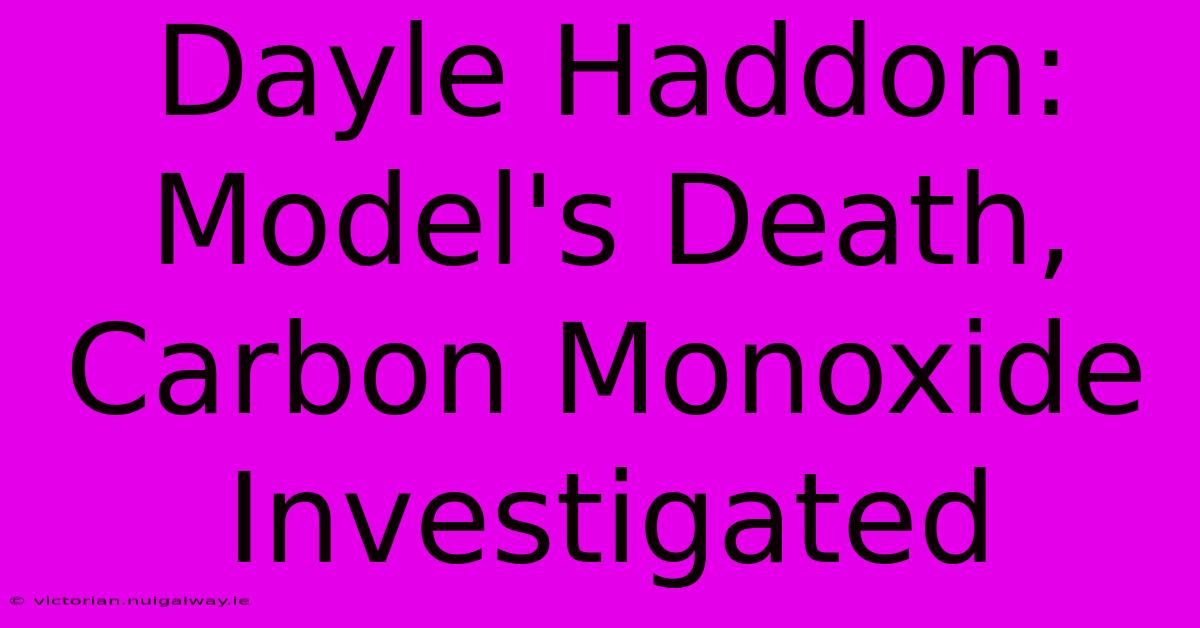 Dayle Haddon: Model's Death, Carbon Monoxide Investigated