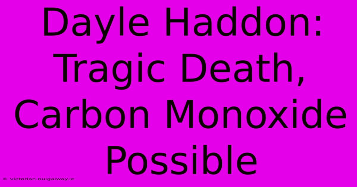 Dayle Haddon: Tragic Death, Carbon Monoxide Possible