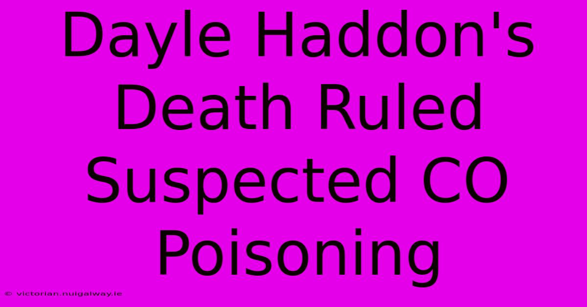 Dayle Haddon's Death Ruled Suspected CO Poisoning