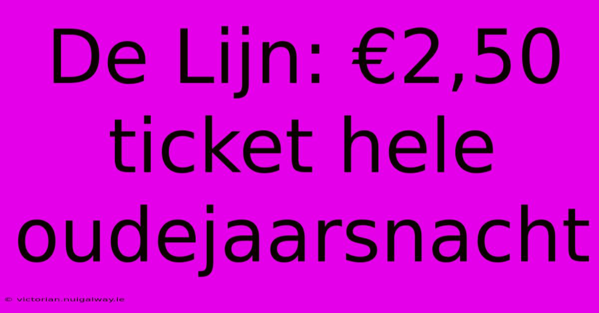 De Lijn: €2,50 Ticket Hele Oudejaarsnacht