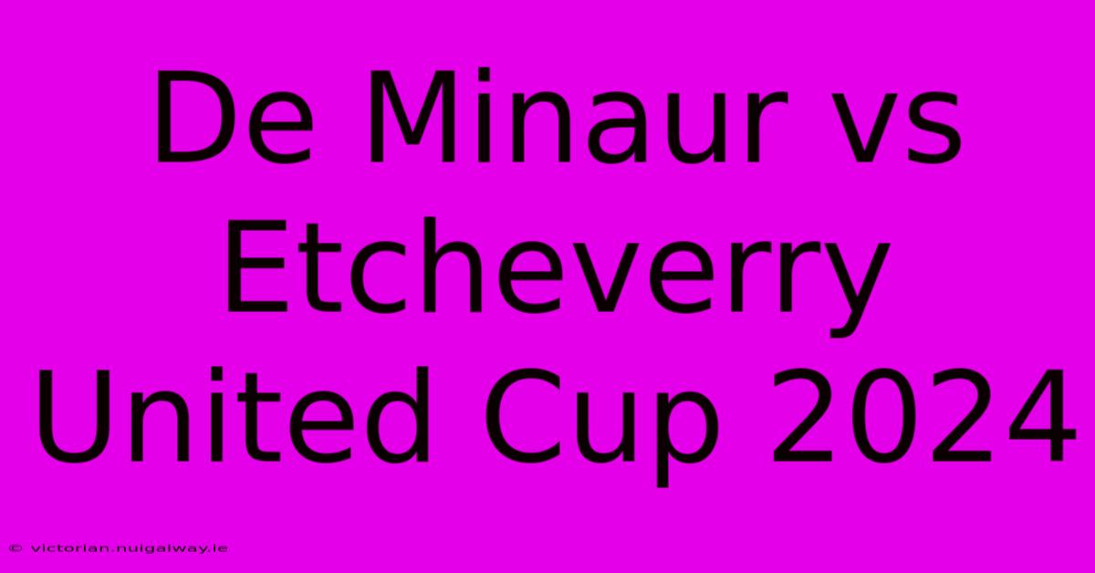 De Minaur Vs Etcheverry United Cup 2024