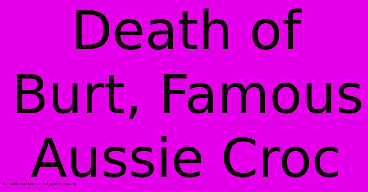 Death Of Burt, Famous Aussie Croc