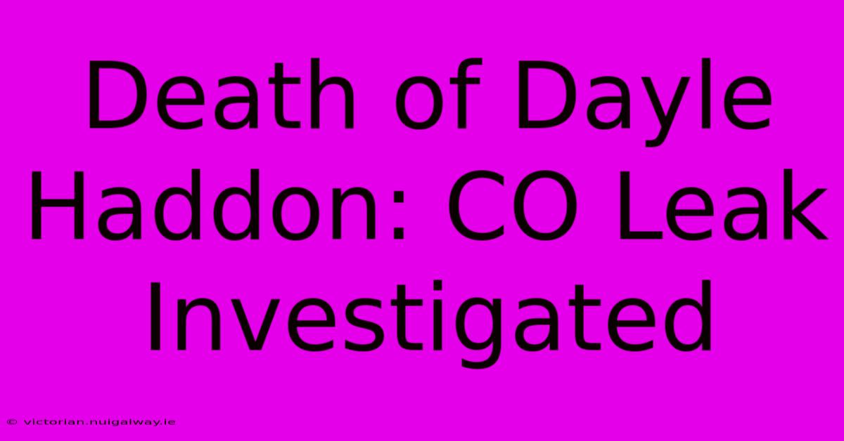 Death Of Dayle Haddon: CO Leak Investigated