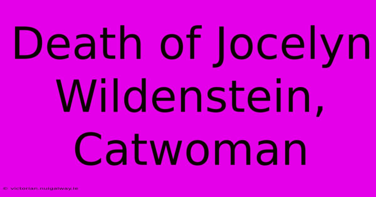 Death Of Jocelyn Wildenstein, Catwoman