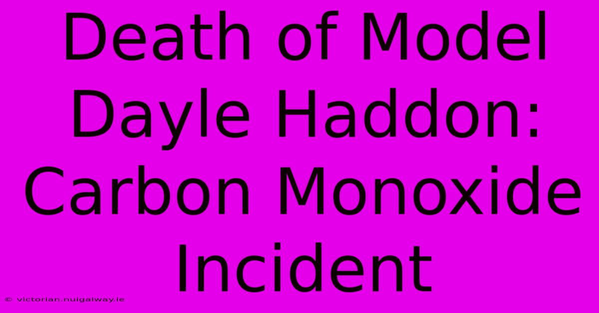 Death Of Model Dayle Haddon: Carbon Monoxide Incident