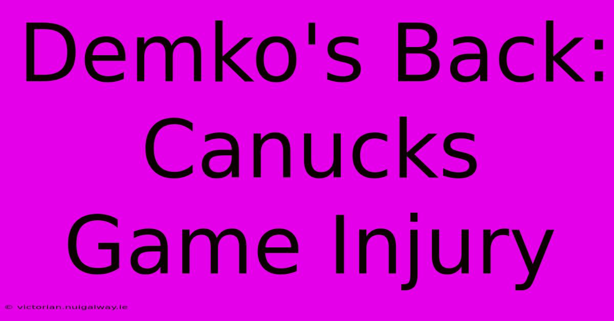 Demko's Back: Canucks Game Injury