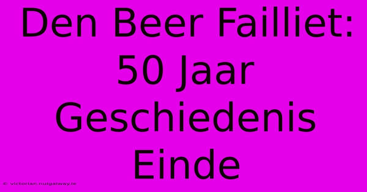 Den Beer Failliet: 50 Jaar Geschiedenis Einde 