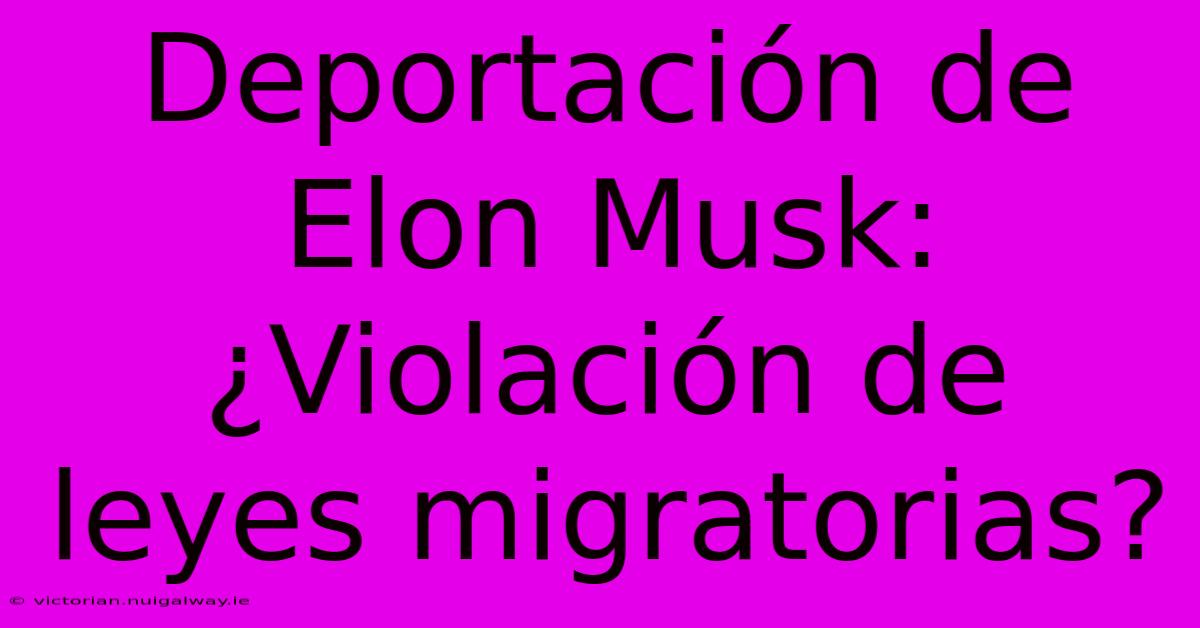 Deportación De Elon Musk: ¿Violación De Leyes Migratorias?