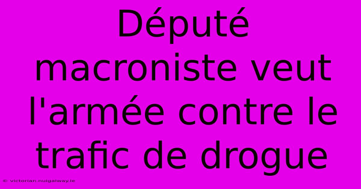 Député Macroniste Veut L'armée Contre Le Trafic De Drogue