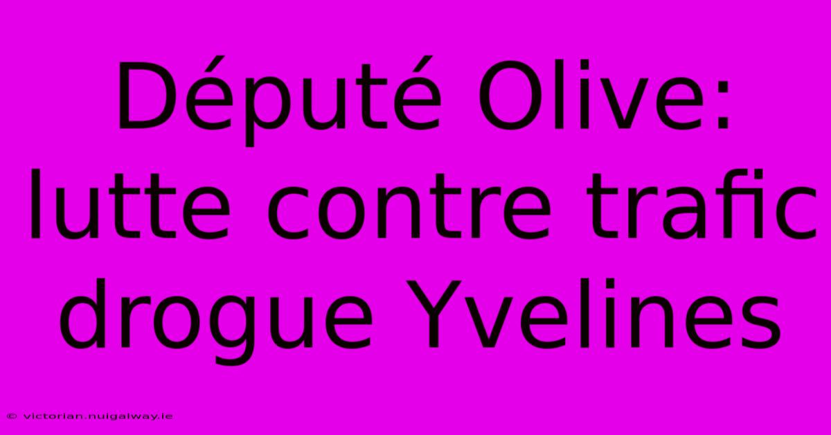 Député Olive: Lutte Contre Trafic Drogue Yvelines