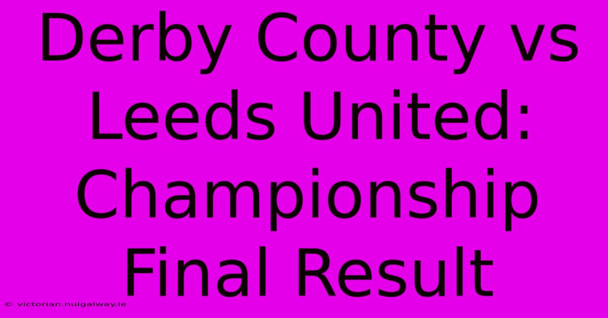 Derby County Vs Leeds United: Championship Final Result