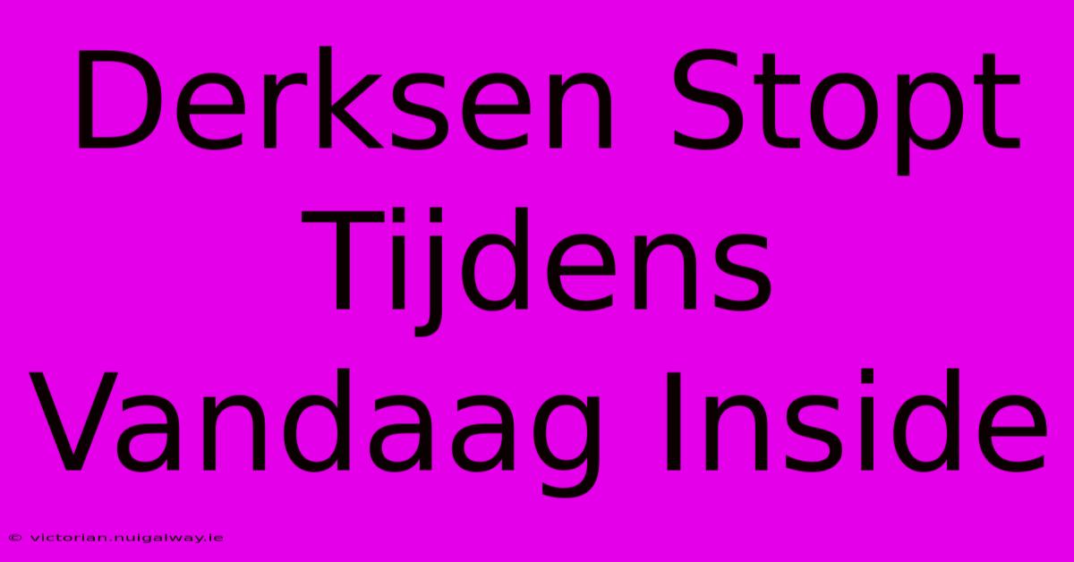 Derksen Stopt Tijdens Vandaag Inside