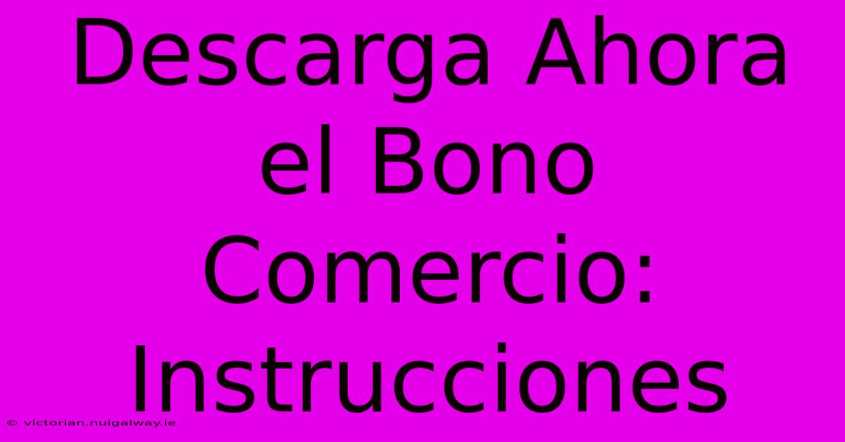 Descarga Ahora El Bono Comercio: Instrucciones 