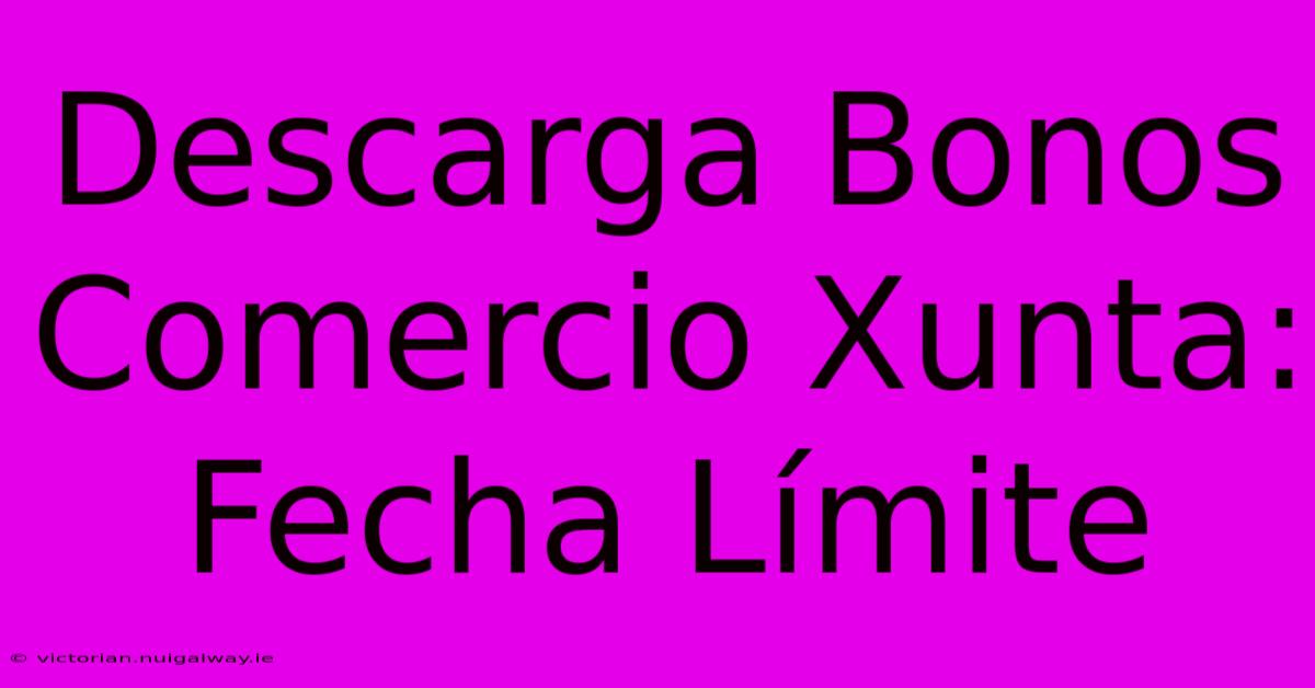 Descarga Bonos Comercio Xunta: Fecha Límite 