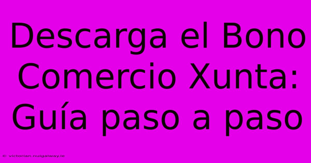 Descarga El Bono Comercio Xunta: Guía Paso A Paso