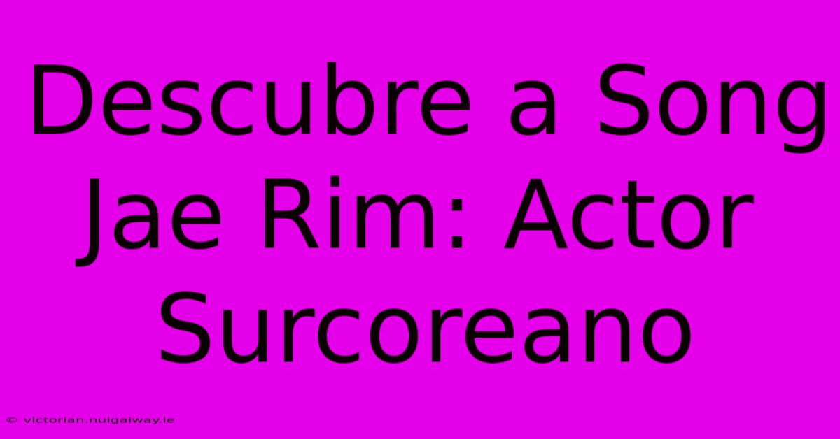 Descubre A Song Jae Rim: Actor Surcoreano 