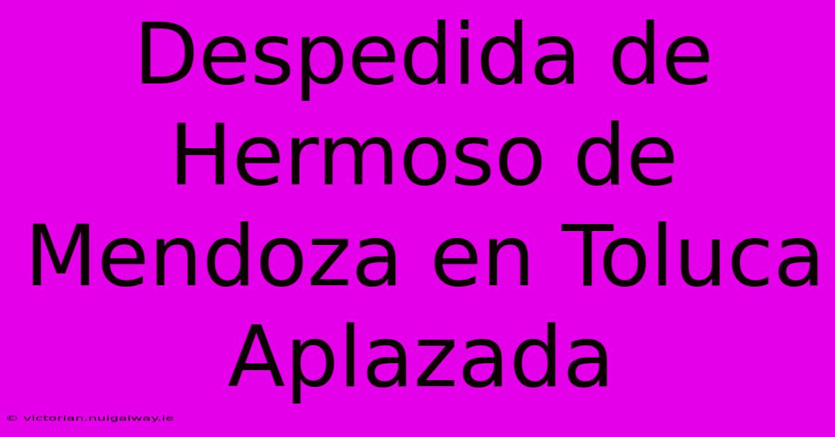 Despedida De Hermoso De Mendoza En Toluca Aplazada