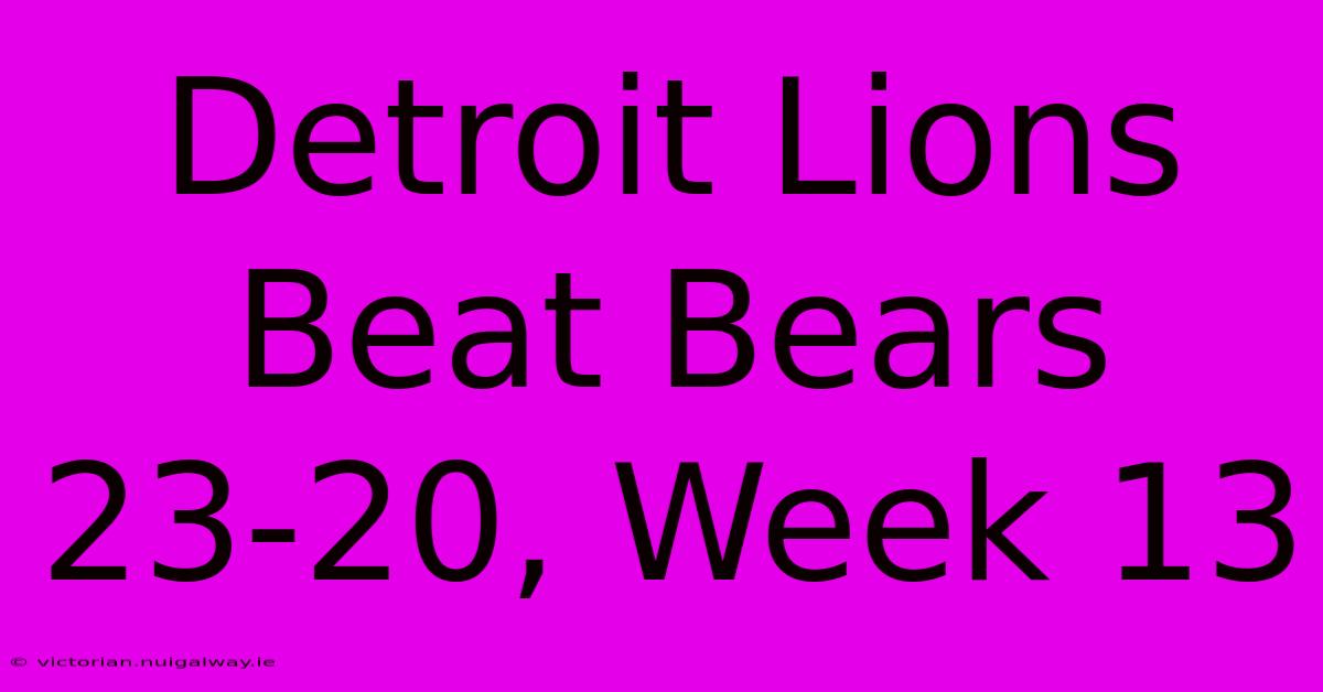 Detroit Lions Beat Bears 23-20, Week 13