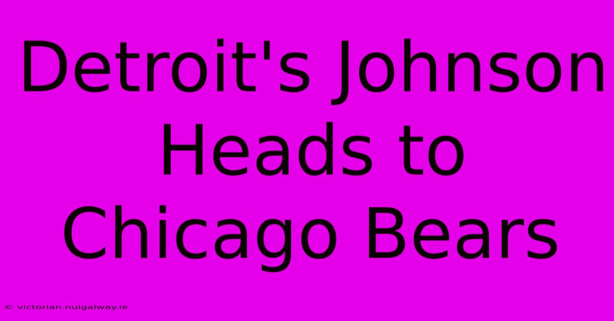 Detroit's Johnson Heads To Chicago Bears