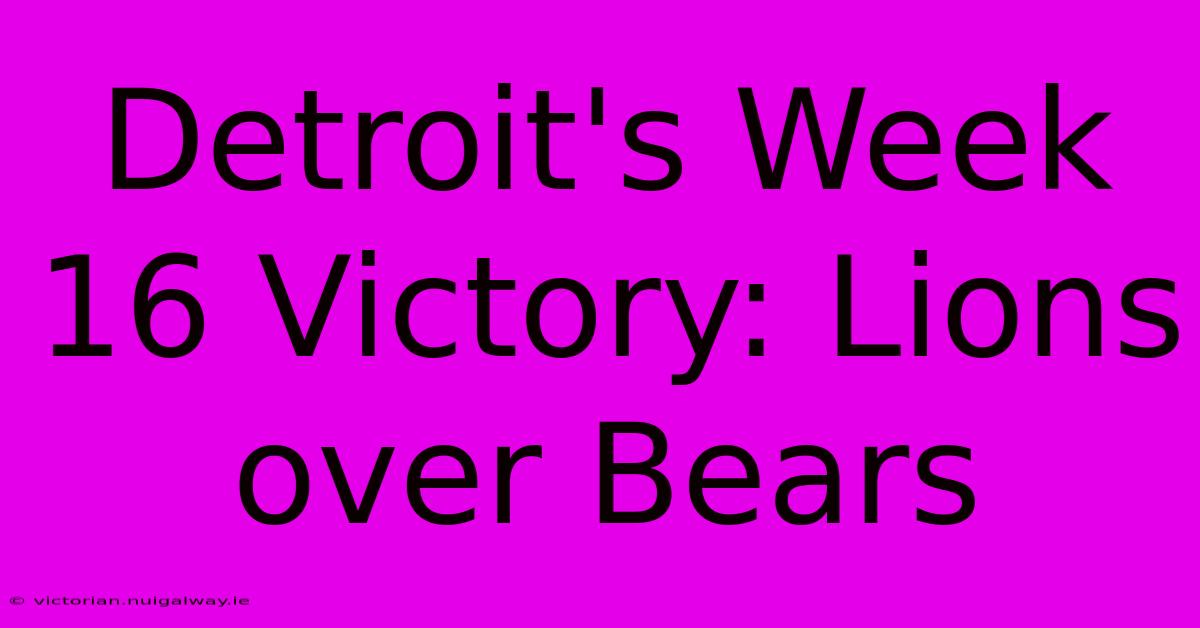 Detroit's Week 16 Victory: Lions Over Bears