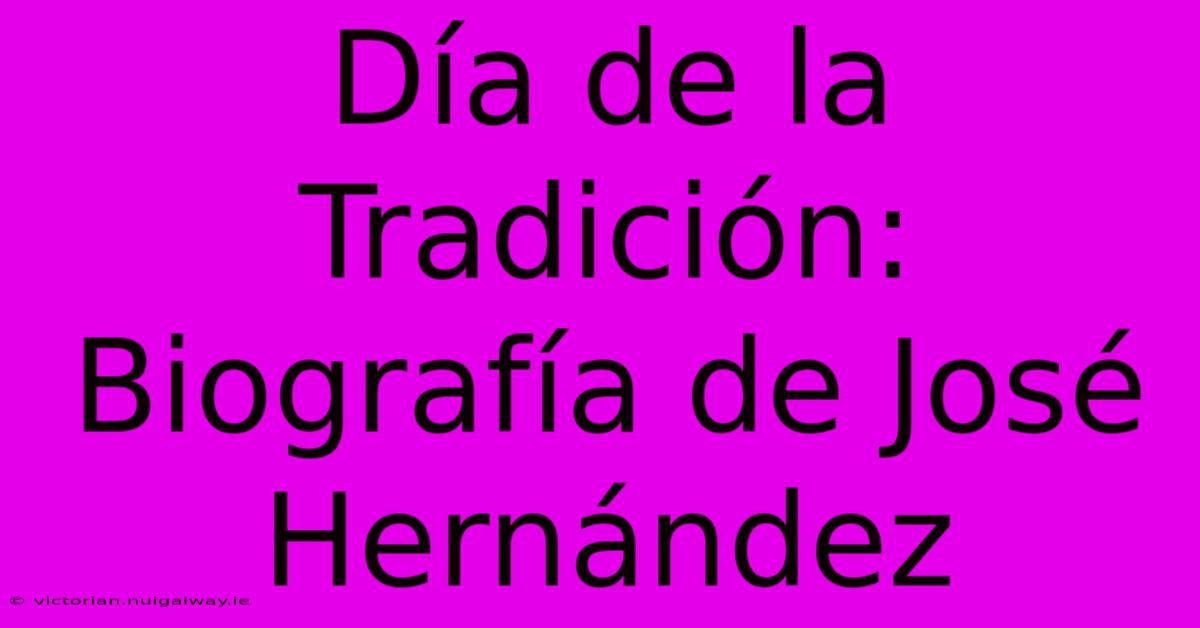 Día De La Tradición: Biografía De José Hernández