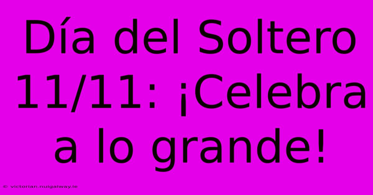 Día Del Soltero 11/11: ¡Celebra A Lo Grande!