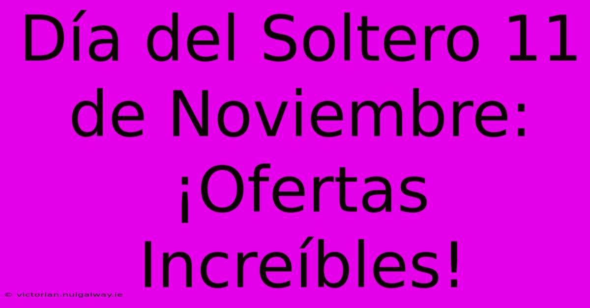 Día Del Soltero 11 De Noviembre: ¡Ofertas Increíbles!