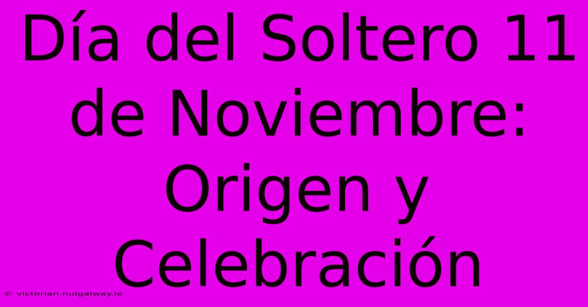 Día Del Soltero 11 De Noviembre: Origen Y Celebración 