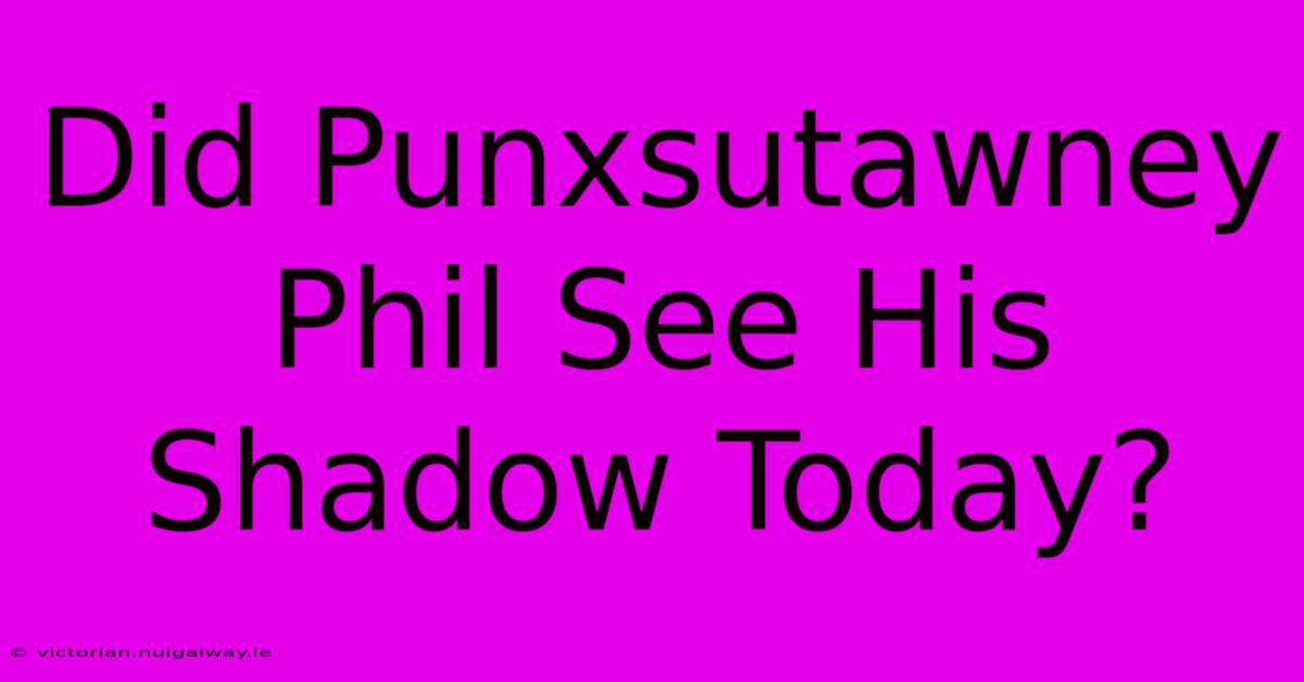 Did Punxsutawney Phil See His Shadow Today?