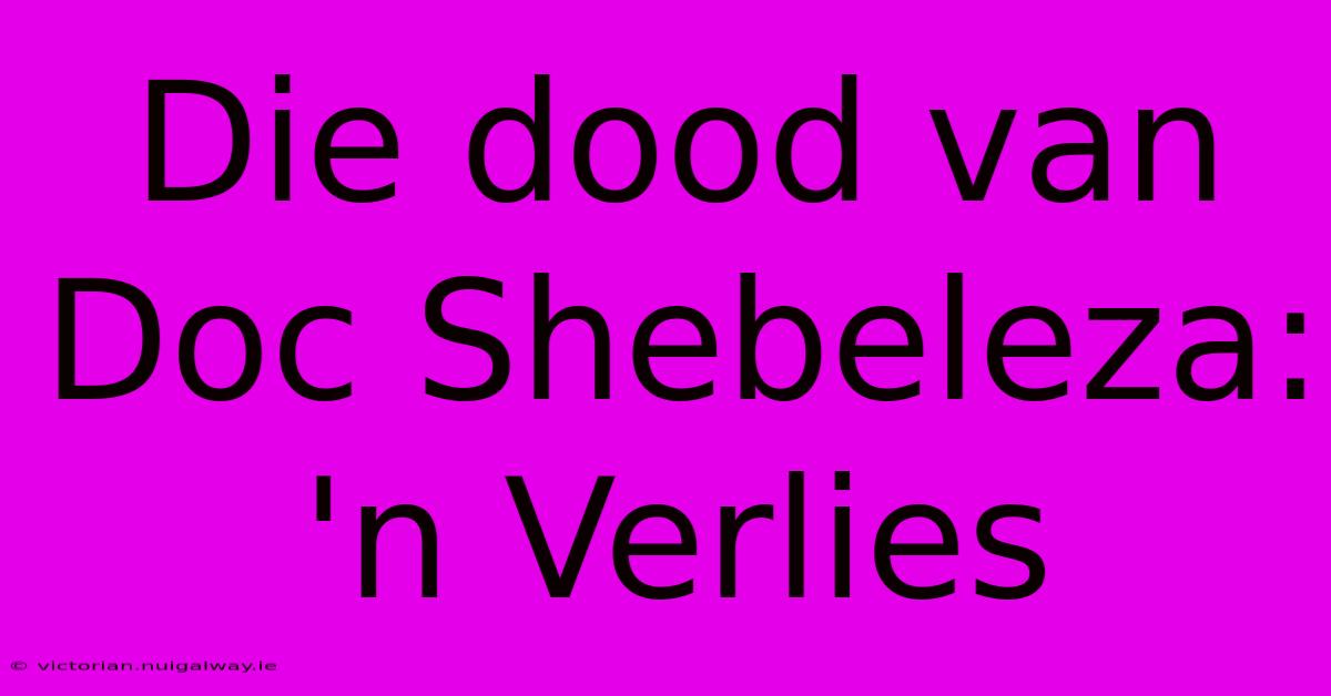 Die Dood Van Doc Shebeleza: 'n Verlies