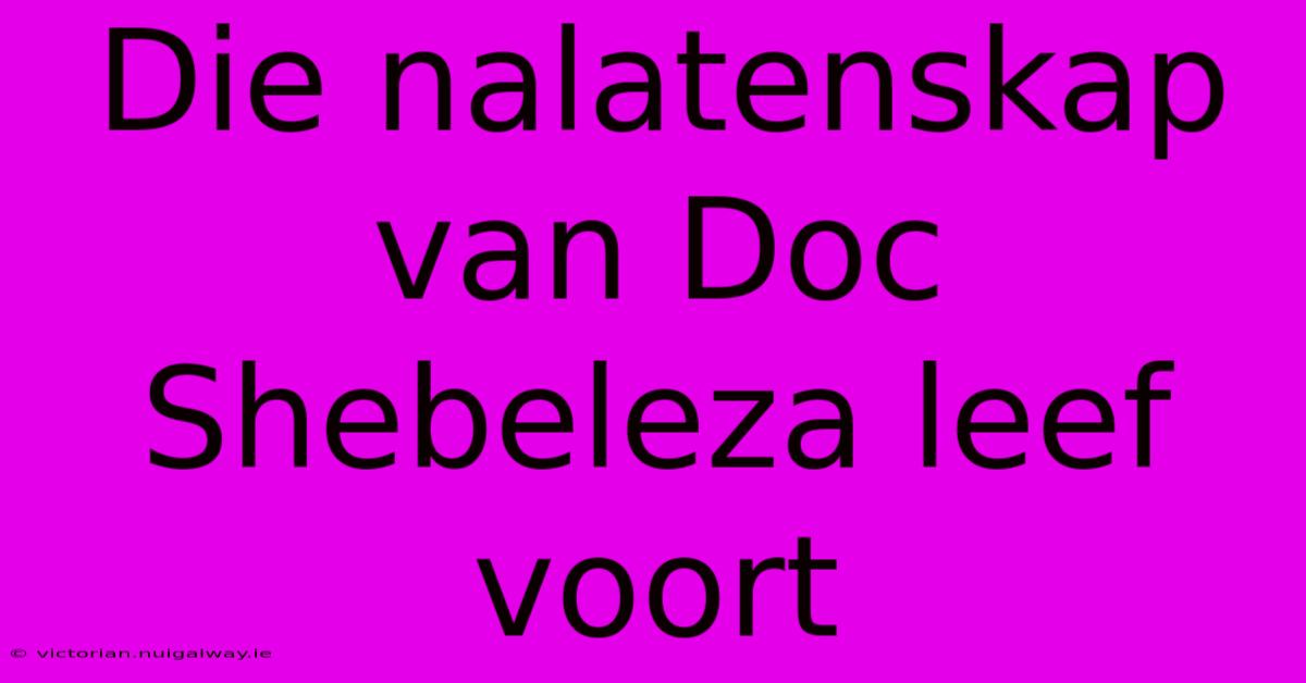 Die Nalatenskap Van Doc Shebeleza Leef Voort