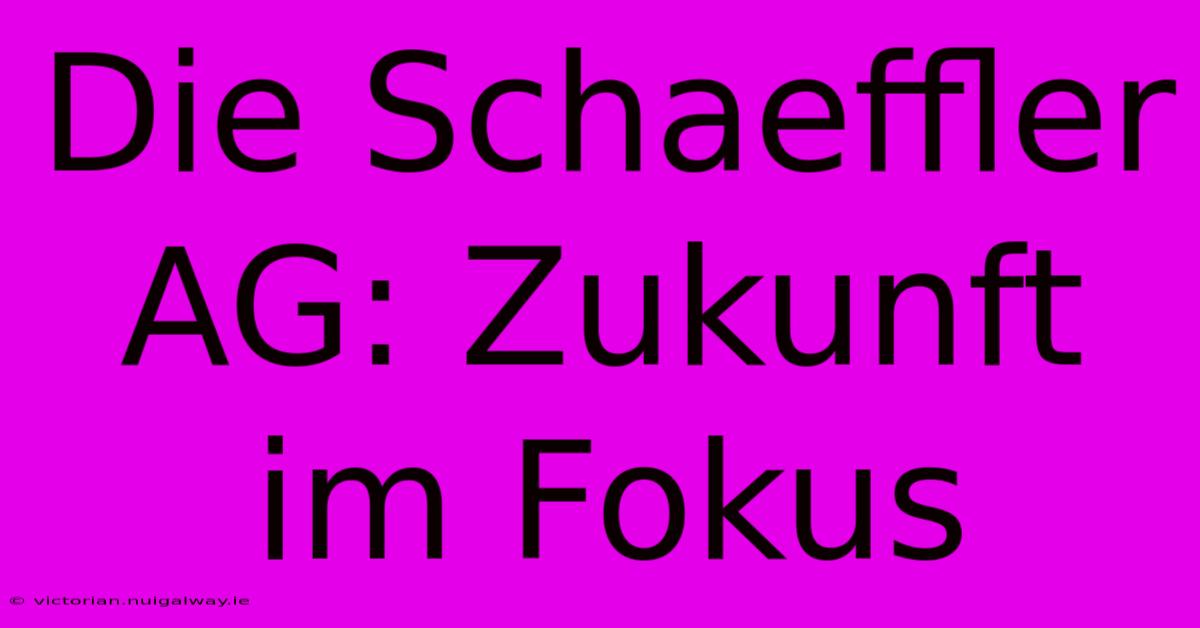 Die Schaeffler AG: Zukunft Im Fokus