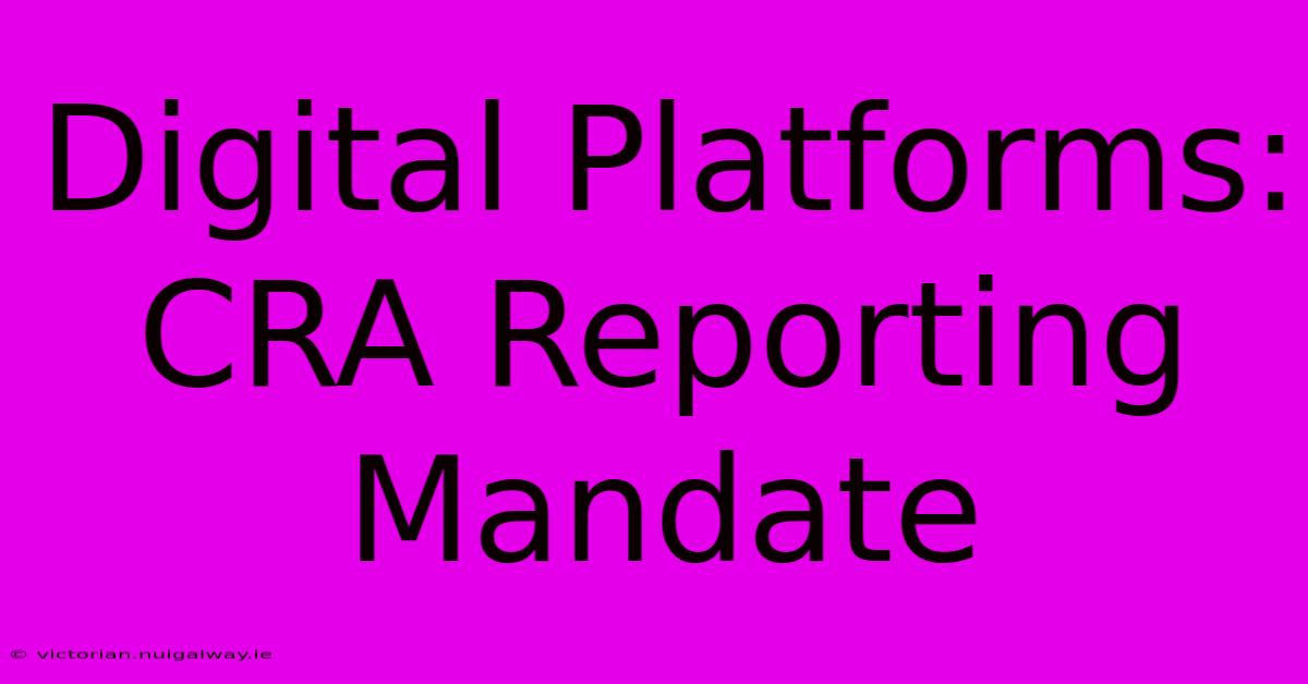 Digital Platforms: CRA Reporting Mandate