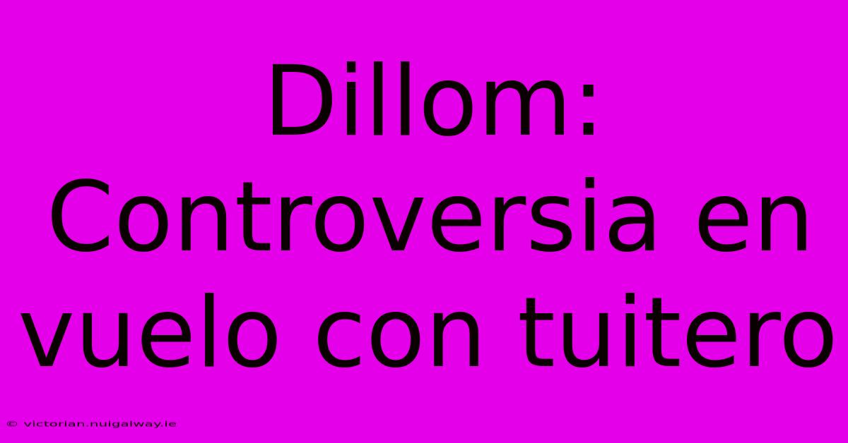 Dillom: Controversia En Vuelo Con Tuitero 