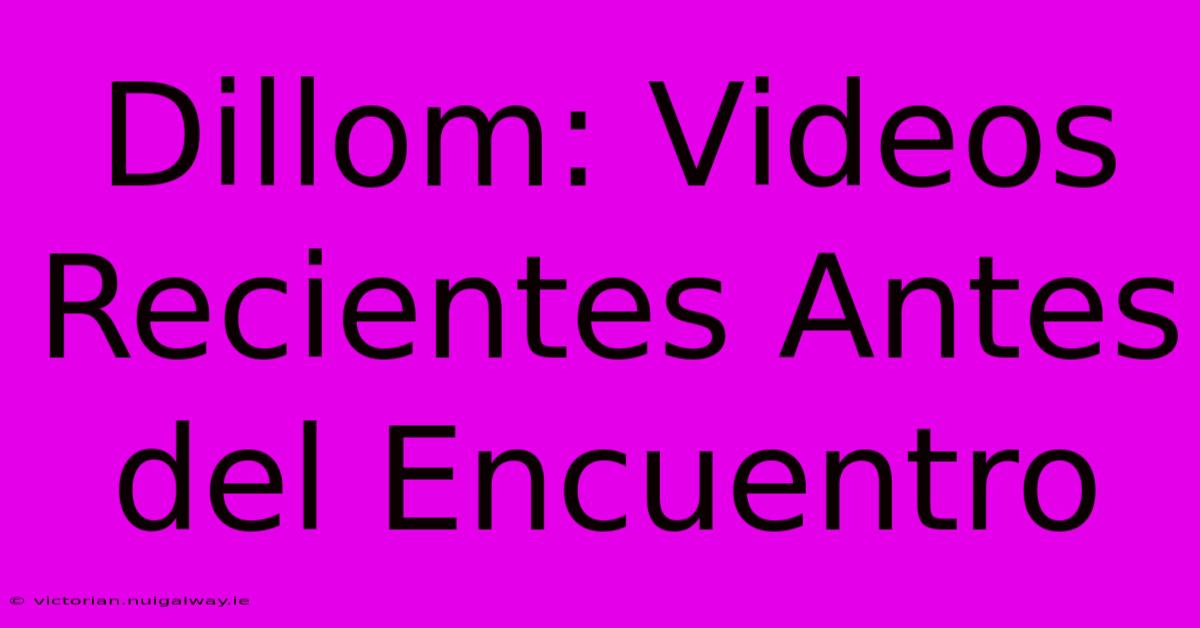 Dillom: Videos Recientes Antes Del Encuentro