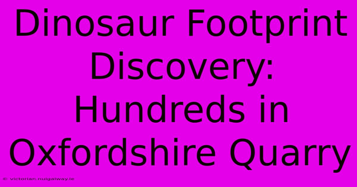 Dinosaur Footprint Discovery: Hundreds In Oxfordshire Quarry