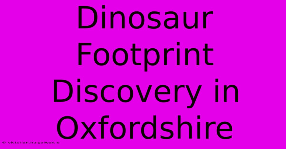 Dinosaur Footprint Discovery In Oxfordshire