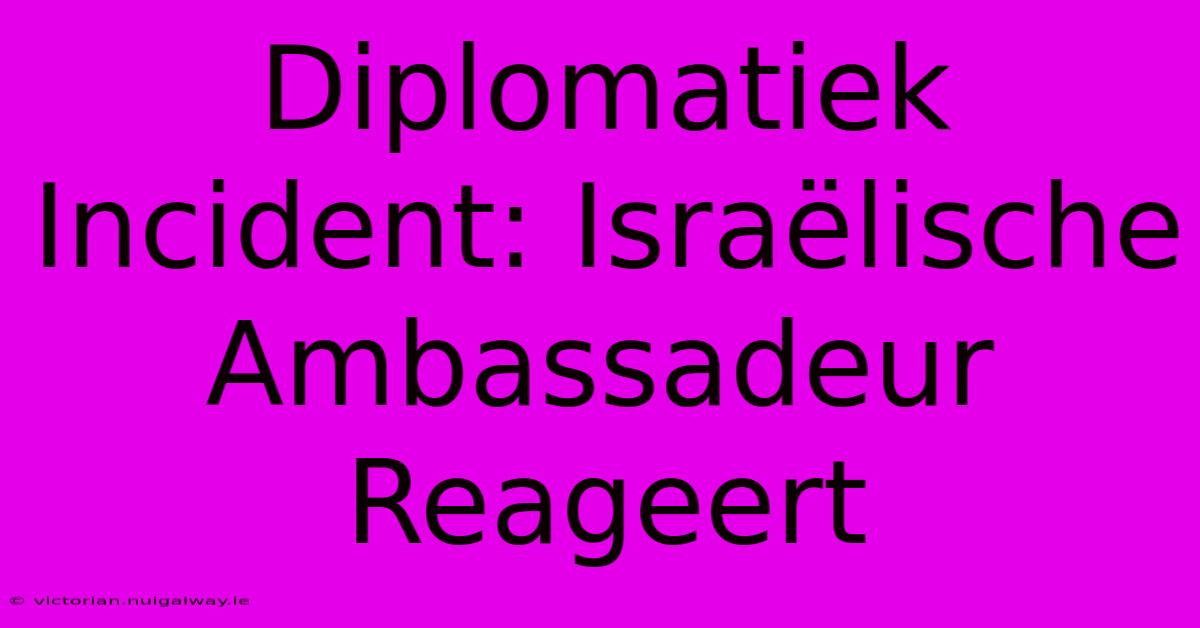 Diplomatiek Incident: Israëlische Ambassadeur Reageert