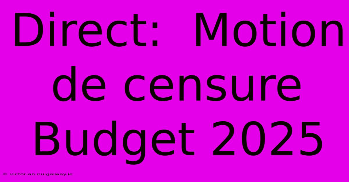 Direct:  Motion De Censure Budget 2025