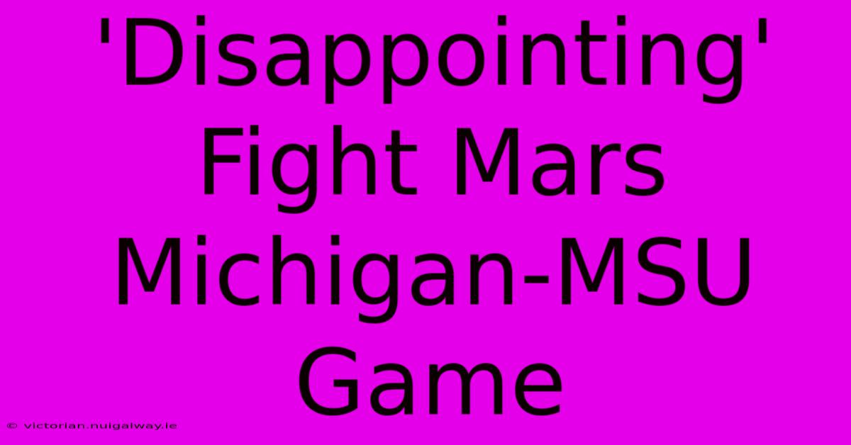 'Disappointing' Fight Mars Michigan-MSU Game