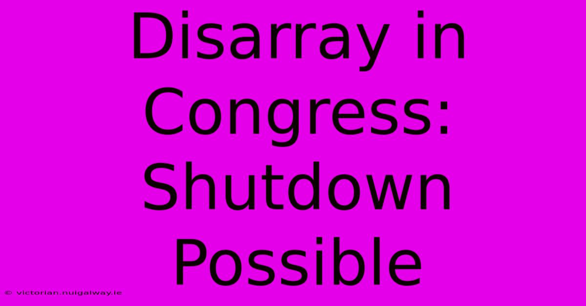 Disarray In Congress: Shutdown Possible