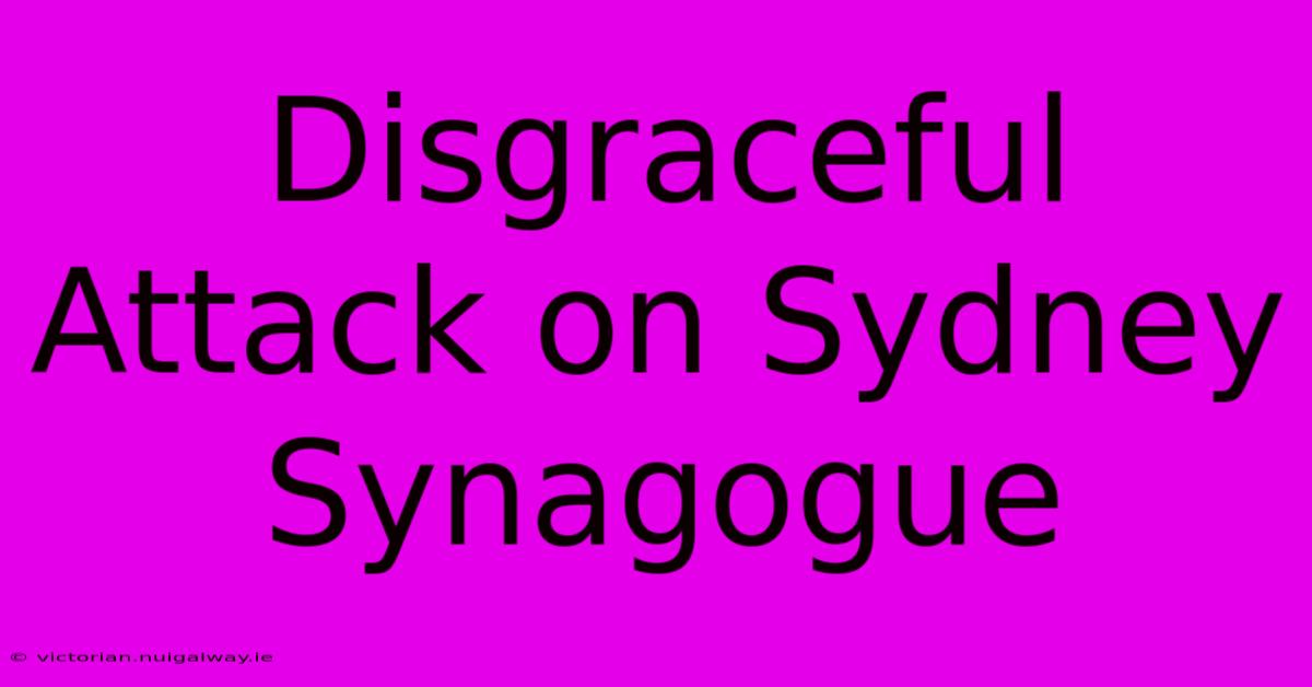 Disgraceful Attack On Sydney Synagogue