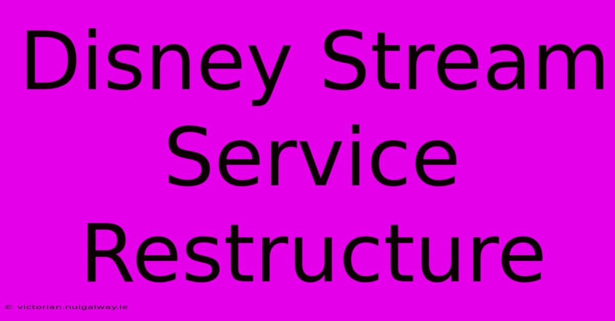 Disney Stream Service Restructure