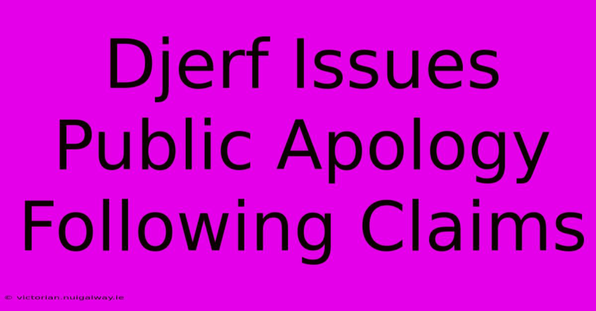 Djerf Issues Public Apology Following Claims