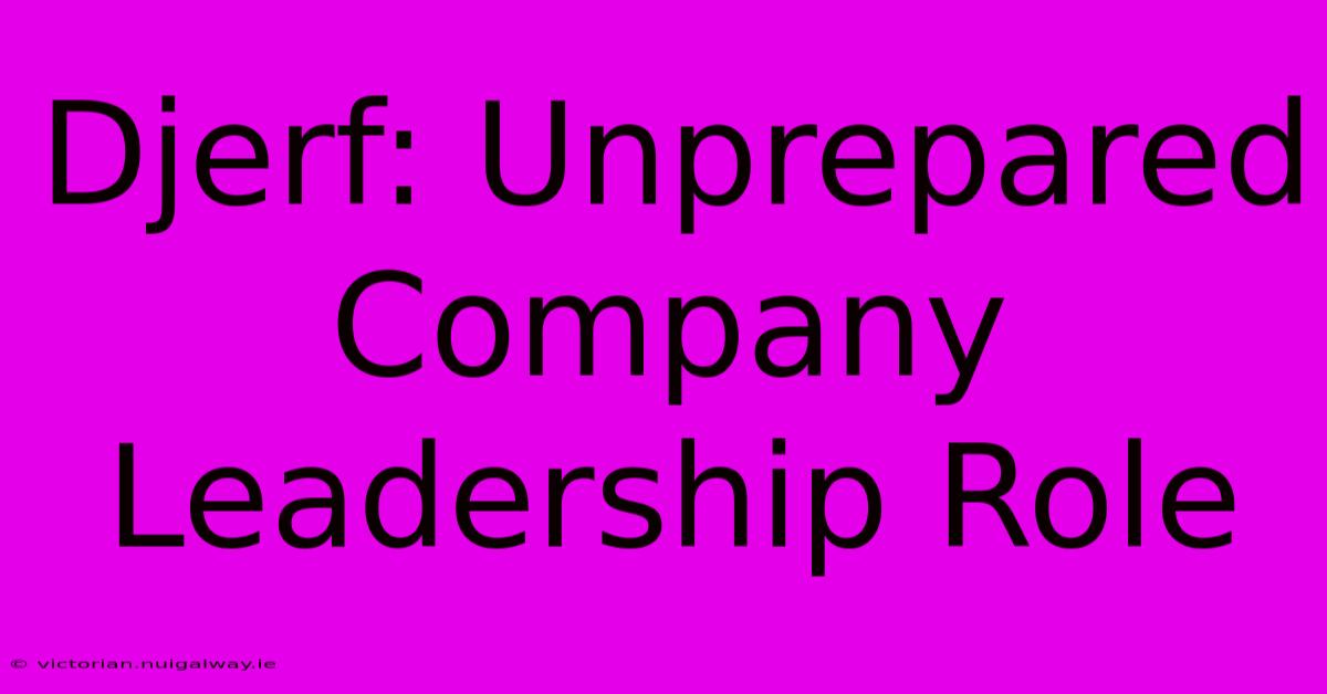 Djerf: Unprepared Company Leadership Role