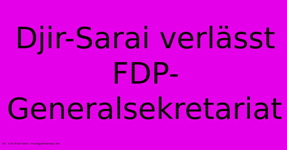 Djir-Sarai Verlässt FDP-Generalsekretariat