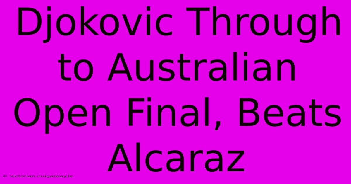 Djokovic Through To Australian Open Final, Beats Alcaraz